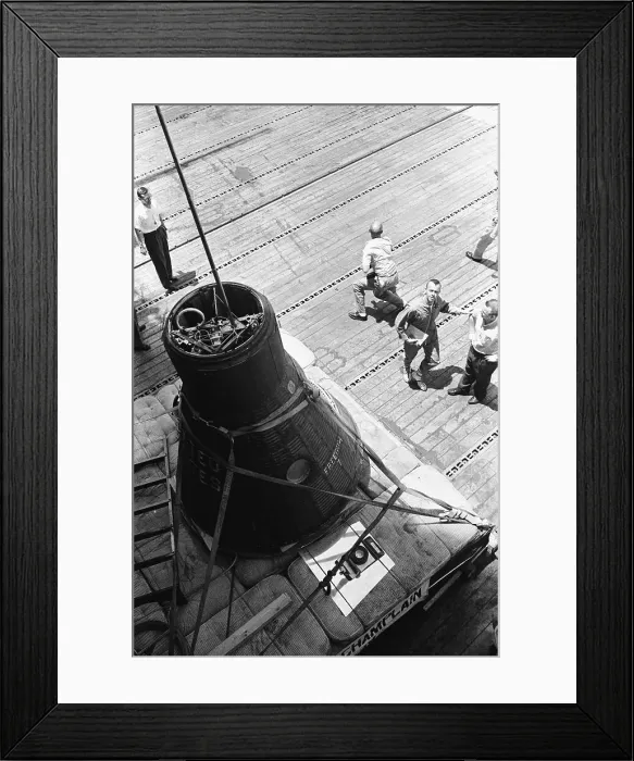 Framed Print : Alan Shepard Looks At His Space Capsule Framed Print : Alan Shepard Looks At His Space Capsule