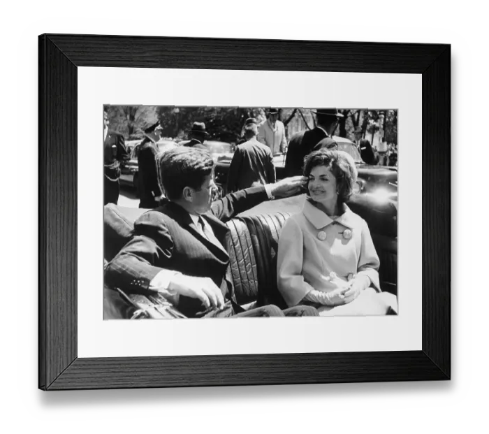 Framed Print : President and Jacqueline Kennedy in Back of Convertible Framed Print : President and Jacqueline Kennedy in Back of Convertible