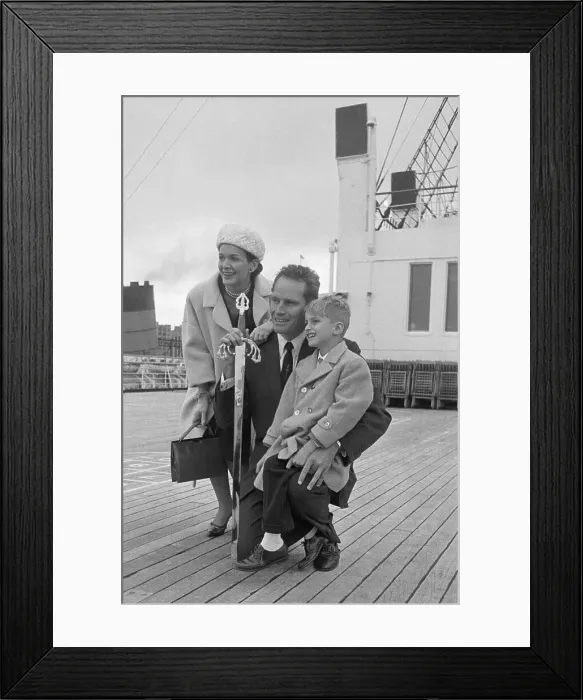 Framed Print : Charlton Heston and Family on Ship Framed Print : Charlton Heston and Family on Ship
