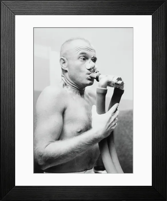 Framed Print : Astronaut John Glenn Using Breathing Apparatus Framed Print : Astronaut John Glenn Using Breathing Apparatus
