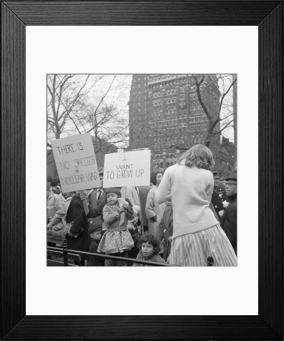Framed Print : Children Carrying Signs Against Nuclear Destruction Framed Print : Children Carrying Signs Against Nuclear Destruction