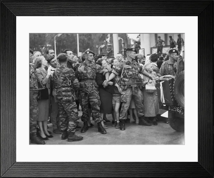 Framed Print : Paratroops Hold Crowd Back Framed Print : Paratroops Hold Crowd Back