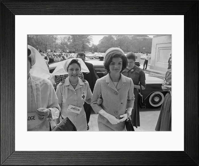 Framed Print : Jacqueline Kennedy Being Met by Lady Bird Johnson Framed Print : Jacqueline Kennedy Being Met by Lady Bird Johnson
