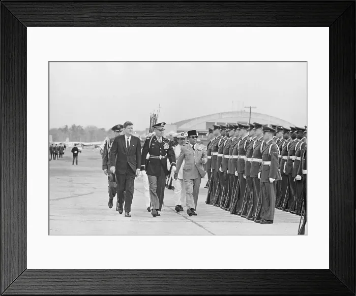 Framed Print : John Kennedy Inspecting Soldiers