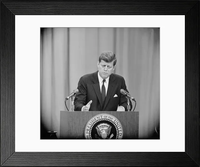 Framed Print : President Kennedy at News Conference Framed Print : President Kennedy at News Conference