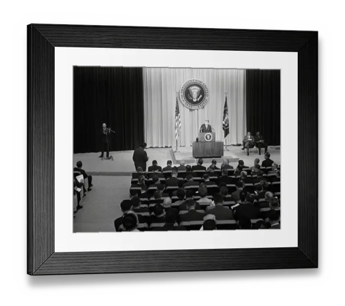 Framed Print : President Kennedy Answering Questions Framed Print : President Kennedy Answering Questions