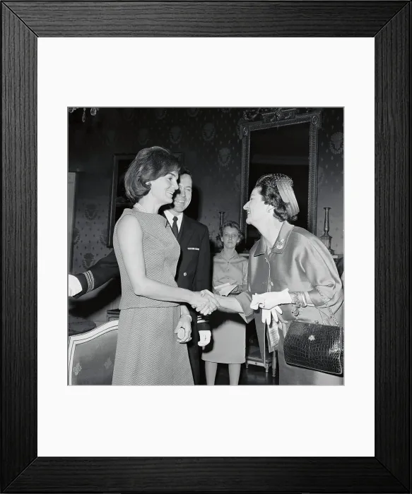 Framed Print : Jacqueline Kennedy Shaking Hands With Mrs. Lyndon Johnson Framed Print : Jacqueline Kennedy Shaking Hands With Mrs. Lyndon Johnson