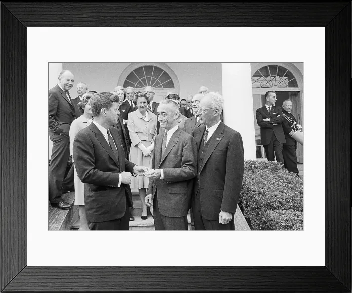 Framed Print : Kennedy Giving Medal to Cousteau Framed Print : Kennedy Giving Medal to Cousteau
