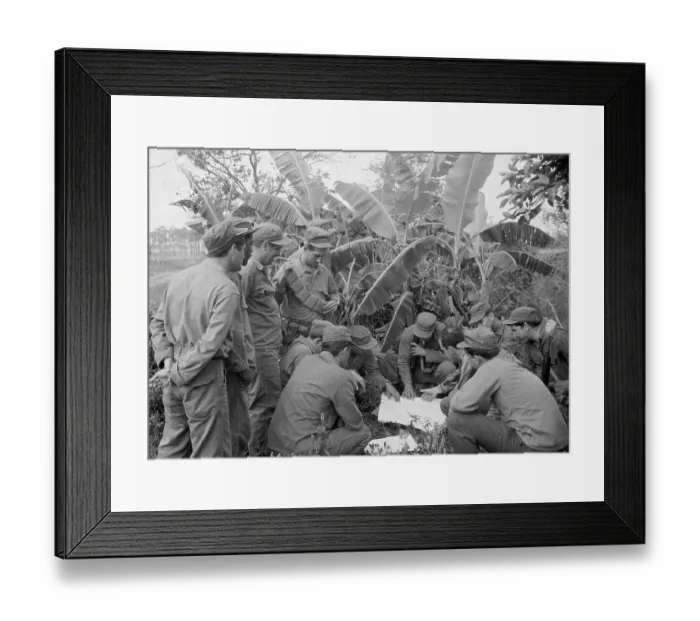 Framed Print : Exiled Anti-Castro Cubans Studying Map Framed Print : Exiled Anti-Castro Cubans Studying Map