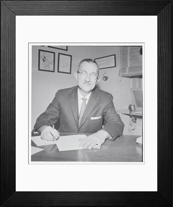 Framed Print : Charles Schneider Seated at Desk Framed Print : Charles Schneider Seated at Desk