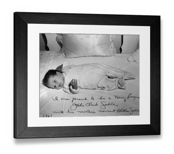 Framed Print : Infant John Clark Gable Lying on Bed Framed Print : Infant John Clark Gable Lying on Bed