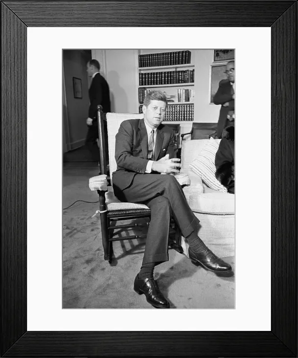 Framed Print : John F. Kennedy in His Rocking Chair Framed Print : John F. Kennedy in His Rocking Chair