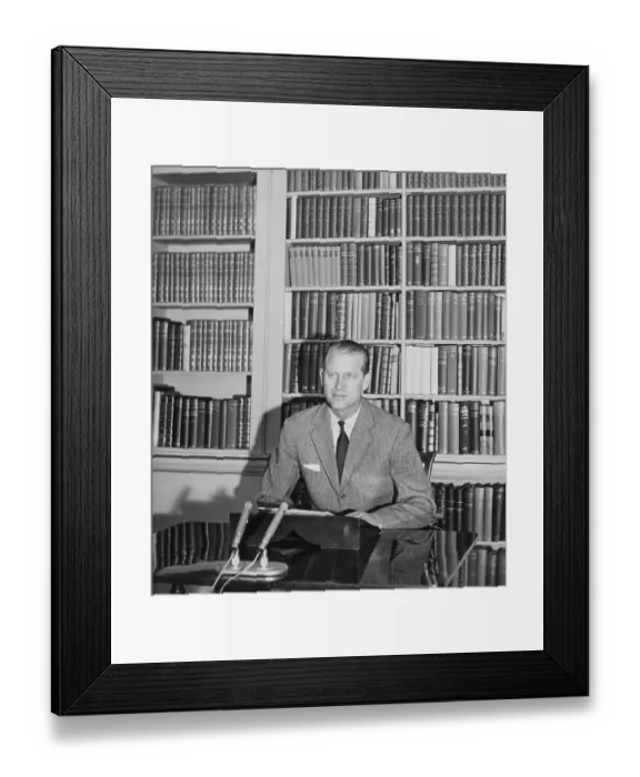 Framed Print : Prince Philip Sitting at His Desk Framed Print : Prince Philip Sitting at His Desk