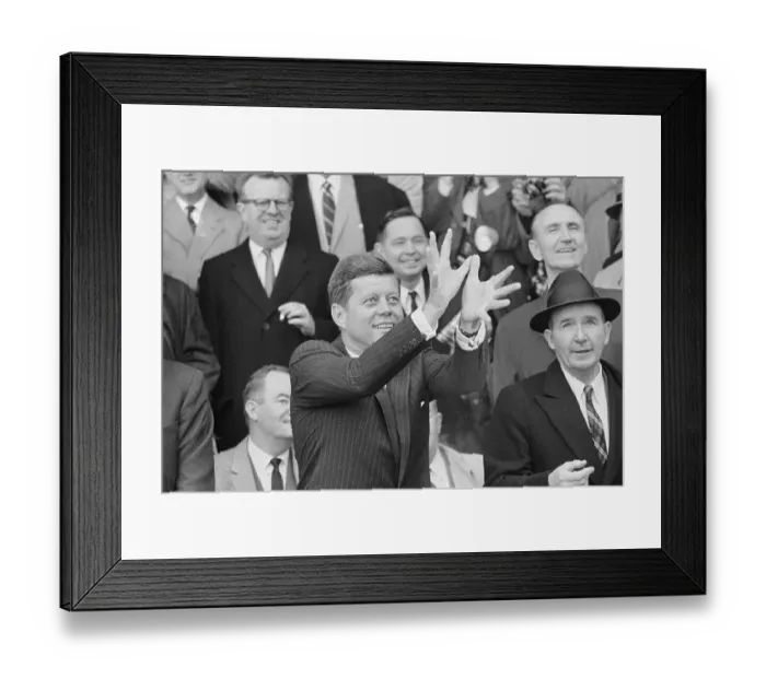 Framed Print : Kennedy at Opening Day of Baseball