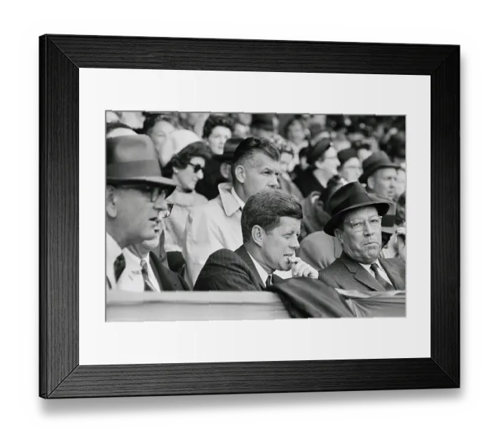 Framed Print : President Kennedy Attending Baseball Game