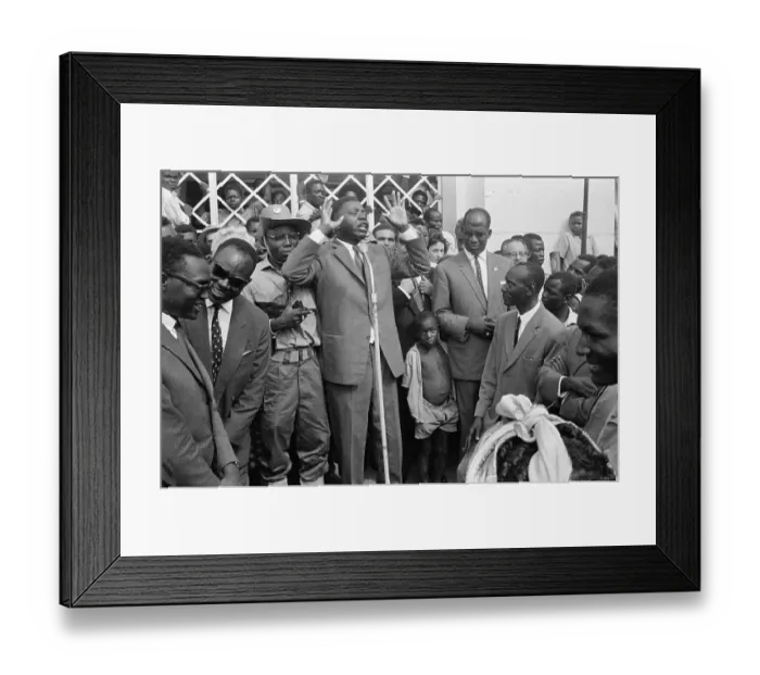 Framed Print : Moise Tshombe Waves Arms Addressing Crow Framed Print : Moise Tshombe Waves Arms Addressing Crow