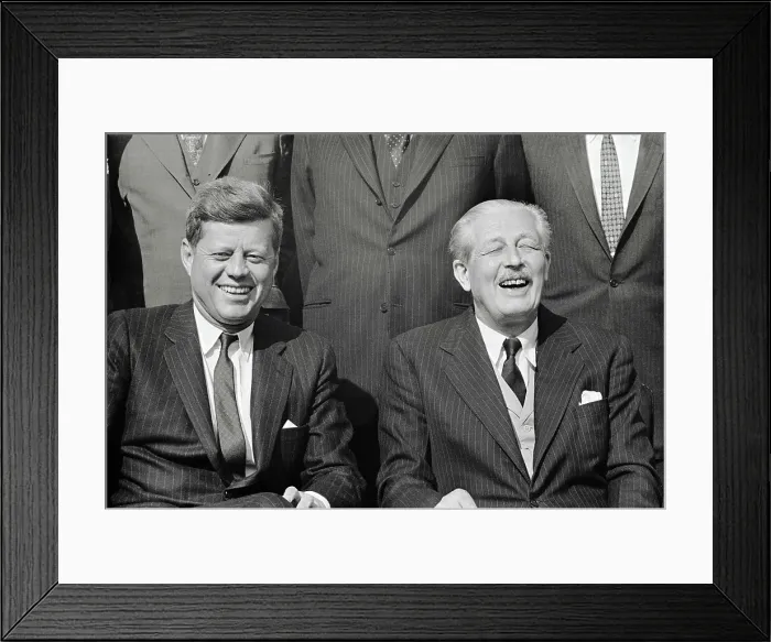 Framed Print : John Kennedy and Harold Macmillan Laughing Framed Print : John Kennedy and Harold Macmillan Laughing