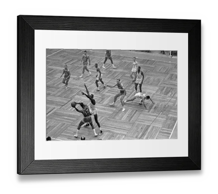Framed Print : Bob Cousy Falling During Basketball Action Framed Print : Bob Cousy Falling During Basketball Action