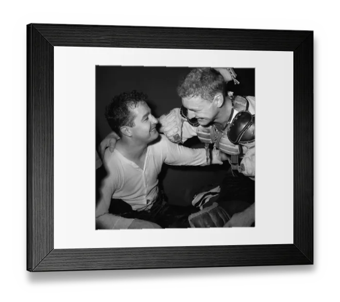 Framed Print : Hockey Players Congratulate Each Other Framed Print : Hockey Players Congratulate Each Other