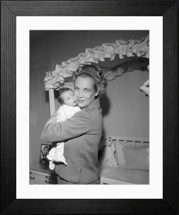 Framed Print : Clark Gable's Widow Hugging Their Infant Son Framed Print : Clark Gable's Widow Hugging Their Infant Son