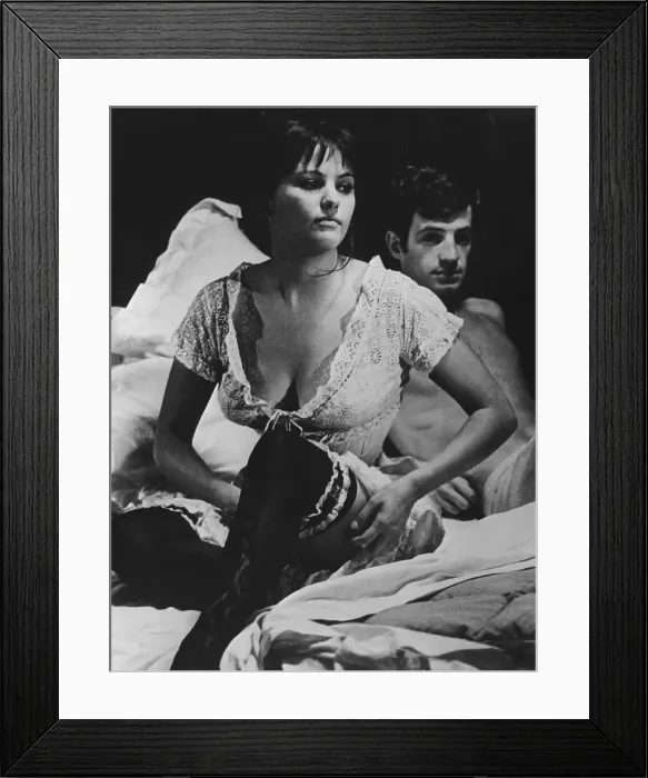 Framed Print : Claudia Cardinale and Jean-Paul Belmondo in Intimate Scene Framed Print : Claudia Cardinale and Jean-Paul Belmondo in Intimate Scene