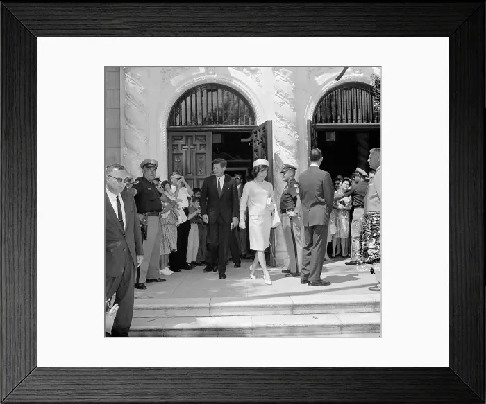 Framed Print : President and Mrs. Kennedy Exiting From a Church