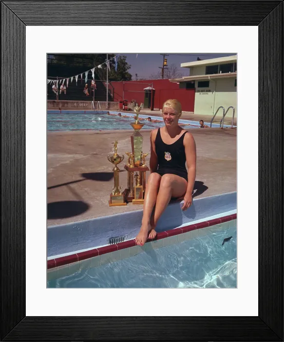 Framed Print : Chris Von Saltza Posing with Trophies