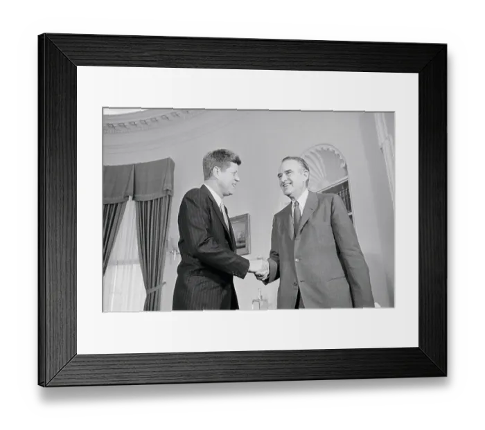 Framed Print : President Kennedy and Averell Harriman Shaking Hands Framed Print : President Kennedy and Averell Harriman Shaking Hands