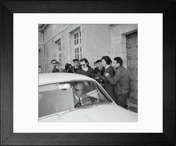 Framed Print : Crowd near Aristotle Onassis Driving Automobile Framed Print : Crowd near Aristotle Onassis Driving Automobile