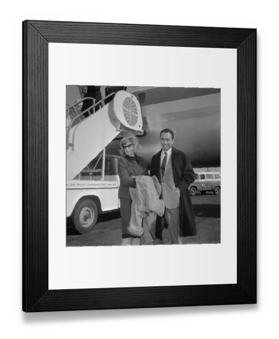 Framed Print : Monica Vitti and Michelangelo Antonioni Standing by Airplane Framed Print : Monica Vitti and Michelangelo Antonioni Standing by Airplane