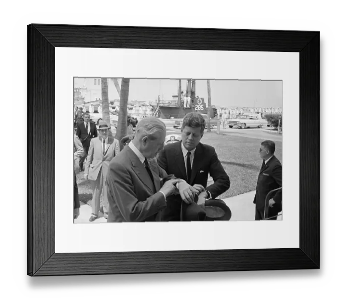 Framed Print : President Kennedy and Harold Macmillan Checking Watches Framed Print : President Kennedy and Harold Macmillan Checking Watches