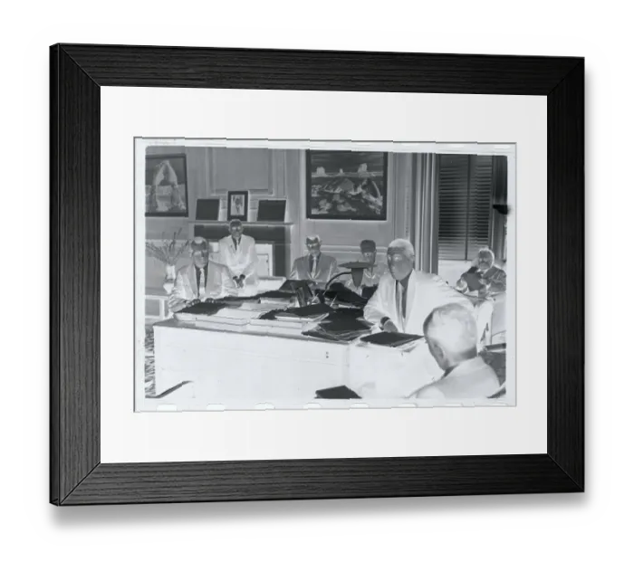 Framed Print : Stewart Udall Holding Press Conference on Discrimination in His Office Framed Print : Stewart Udall Holding Press Conference on Discrimination in His Office