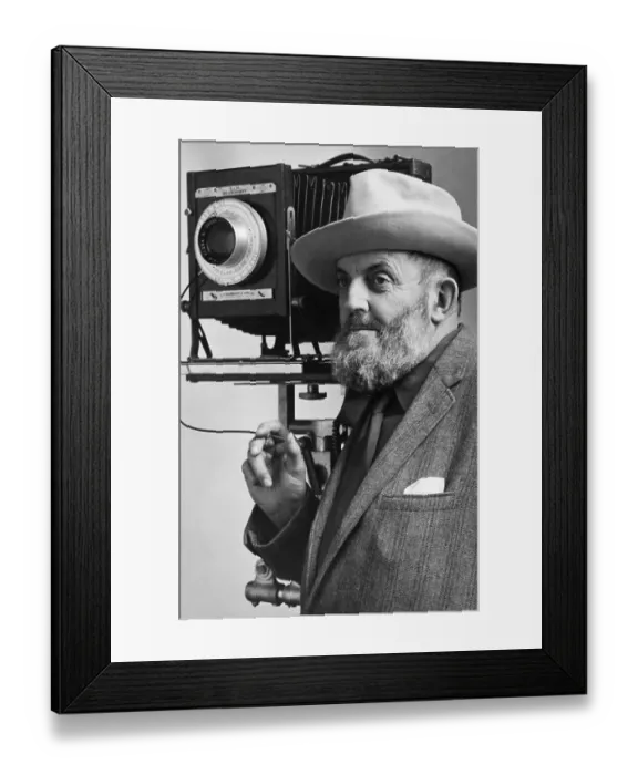 Framed Print : Ansel Adams Next to His Camera Framed Print : Ansel Adams Next to His Camera