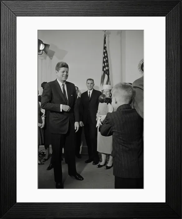 Framed Print : Boy Photographing President Kennedy Framed Print : Boy Photographing President Kennedy