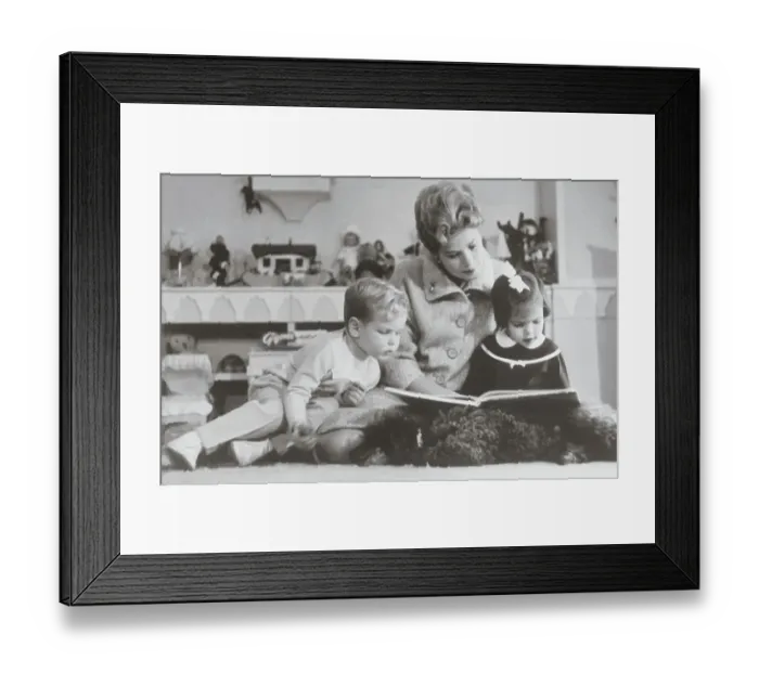 Framed Print : Princess Grace of Monaco Reading to Her Children Framed Print : Princess Grace of Monaco Reading to Her Children