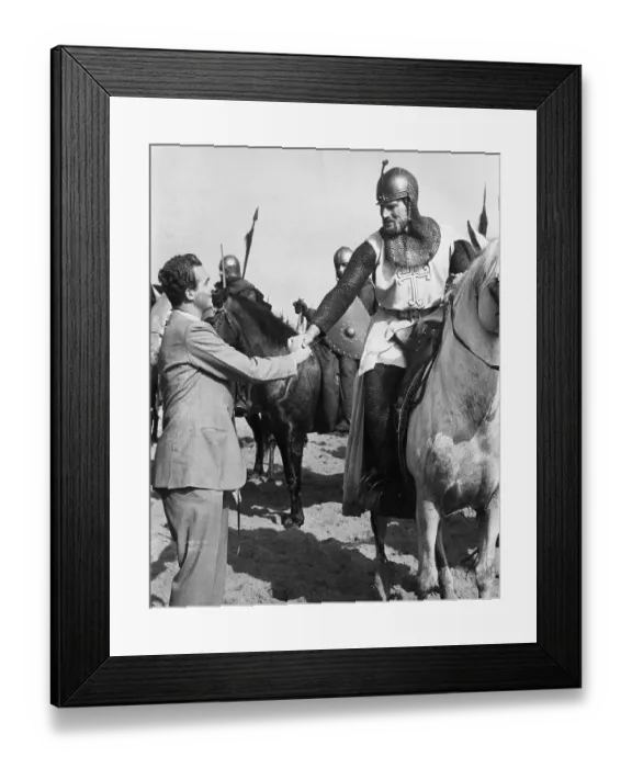 Framed Print : Charlton Heston Shakes Hands with Juan Carlos Framed Print : Charlton Heston Shakes Hands with Juan Carlos
