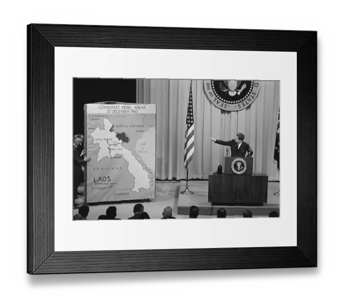 Framed Print : President Kennedy Discussing Communism at Conference Framed Print : President Kennedy Discussing Communism at Conference