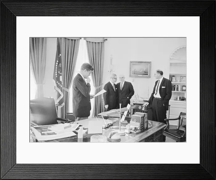 Framed Print : President Kennedy with Others in Oval Office Framed Print : President Kennedy with Others in Oval Office