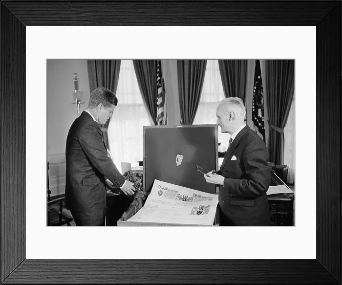 Framed Print : President Kennedy Accepting Basket of Shamrocks Framed Print : President Kennedy Accepting Basket of Shamrocks