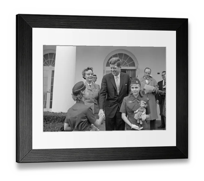 Framed Print : President Kennedy Posing with Girl Scouts Framed Print : President Kennedy Posing with Girl Scouts