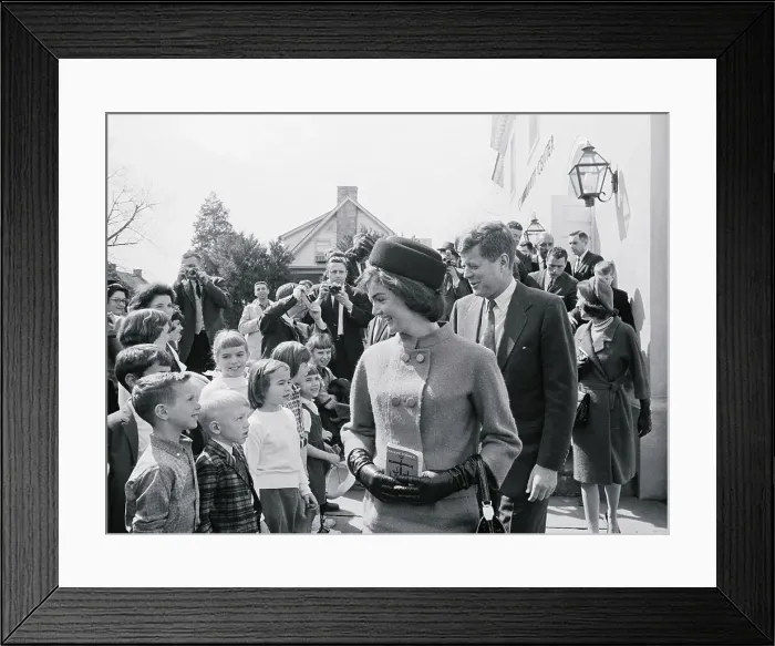 Framed Print : Mr and Mrs. Kennedy Leaving Mass Framed Print : Mr and Mrs. Kennedy Leaving Mass