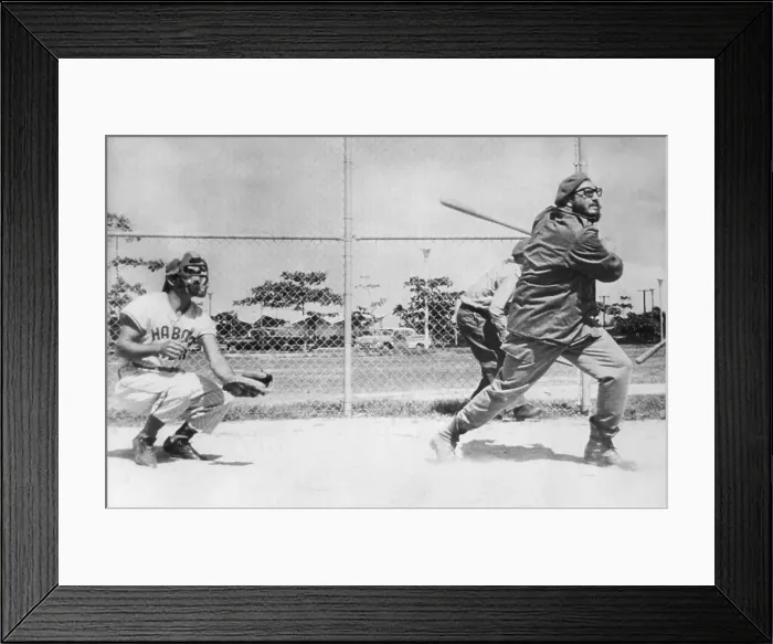 Framed Print : Fidel Castro Swinging Baseball Bat Framed Print : Fidel Castro Swinging Baseball Bat