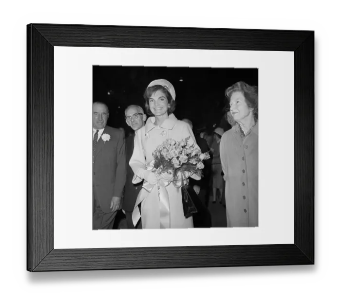 Framed Print : Portrait of Jackie Kennedy Carrying Bouquet of Flowers Framed Print : Portrait of Jackie Kennedy Carrying Bouquet of Flowers
