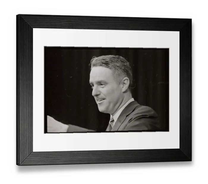 Framed Print : Sargent Shriver Speaking at Press Conference Framed Print : Sargent Shriver Speaking at Press Conference