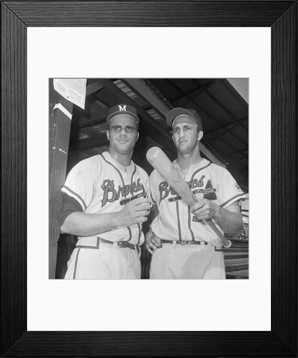Framed Print : Joe And Frank Torre Pose with Bat Framed Print : Joe And Frank Torre Pose with Bat