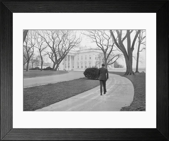 Framed Print : President Kennedy Walking Outside White House Framed Print : President Kennedy Walking Outside White House