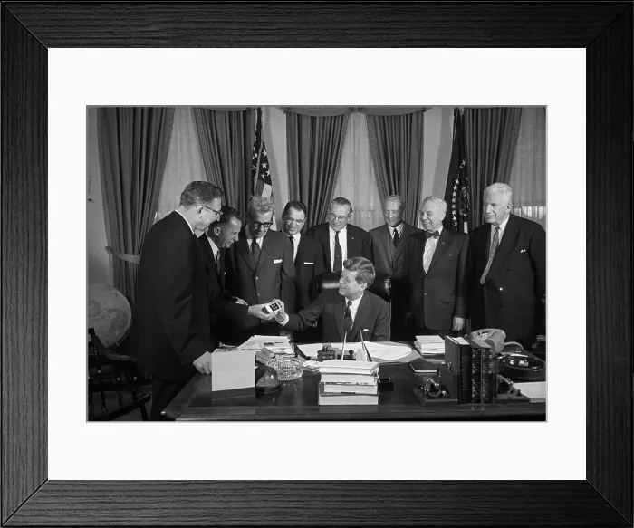 Framed Print : President Kennedy Receiving Gift