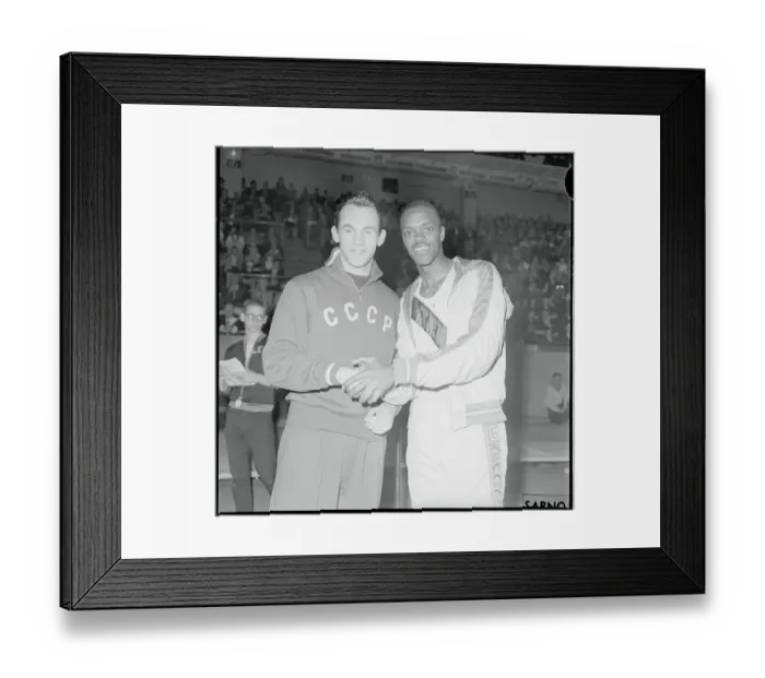 Framed Print : Ralph Boston Shaking Hands with a Colleague Framed Print : Ralph Boston Shaking Hands with a Colleague
