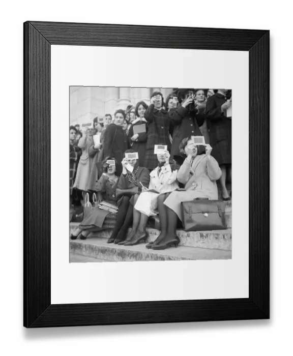 Framed Print : Young Women Watching a Solar Eclipse Framed Print : Young Women Watching a Solar Eclipse
