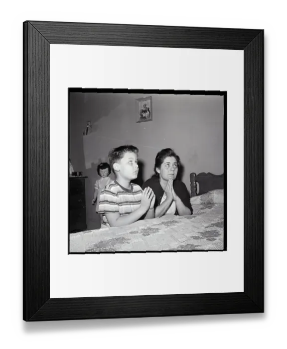Framed Print : Mother and Son Pray For Lost Child